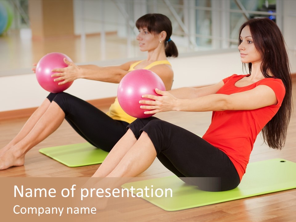 A Couple Of Women Sitting On Top Of Yoga Mats PowerPoint Template