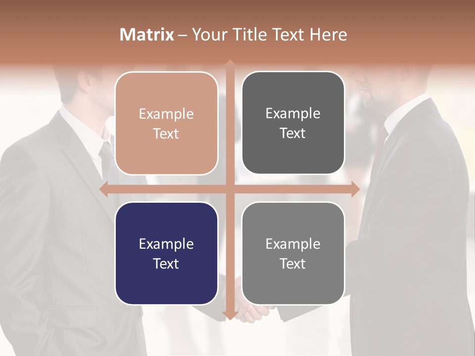 Two Men Shaking Hands In Front Of A Group Of People PowerPoint Template