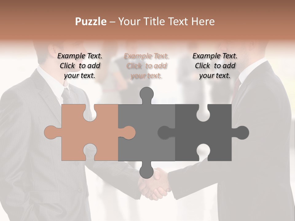 Two Men Shaking Hands In Front Of A Group Of People PowerPoint Template