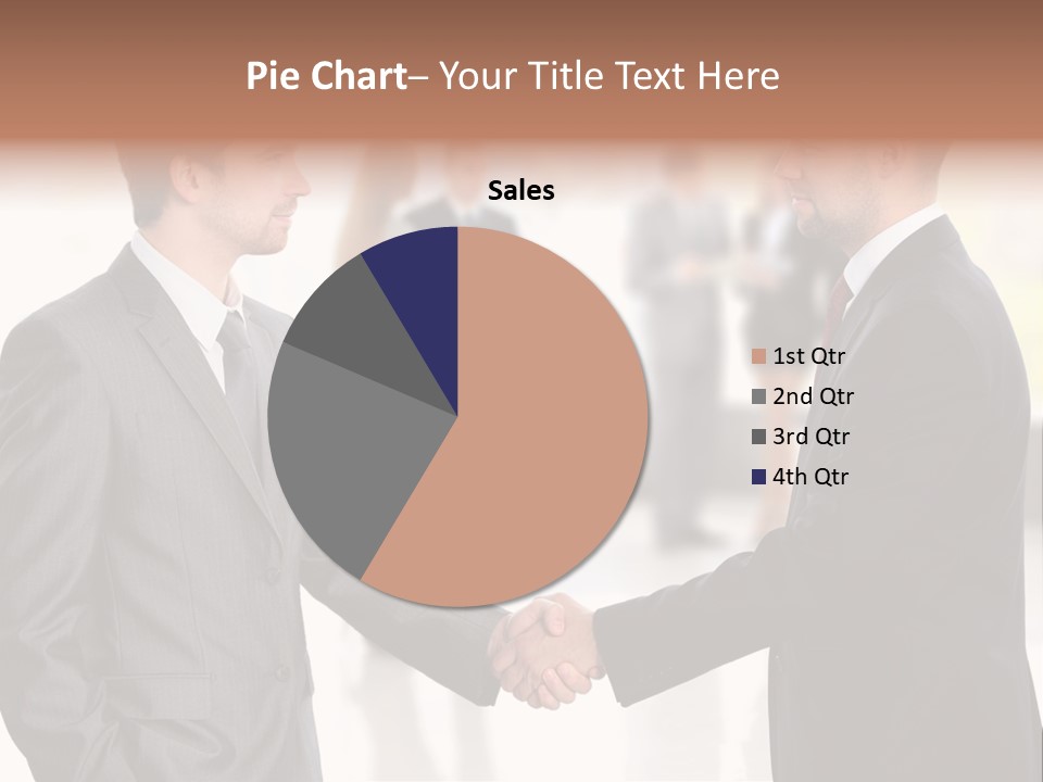 Two Men Shaking Hands In Front Of A Group Of People PowerPoint Template