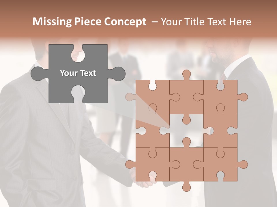 Two Men Shaking Hands In Front Of A Group Of People PowerPoint Template