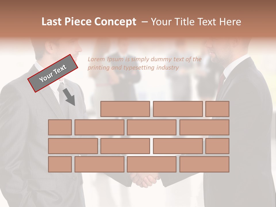Two Men Shaking Hands In Front Of A Group Of People PowerPoint Template