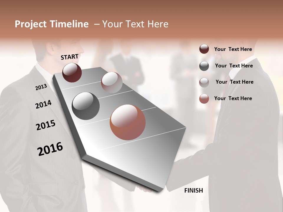 Two Men Shaking Hands In Front Of A Group Of People PowerPoint Template