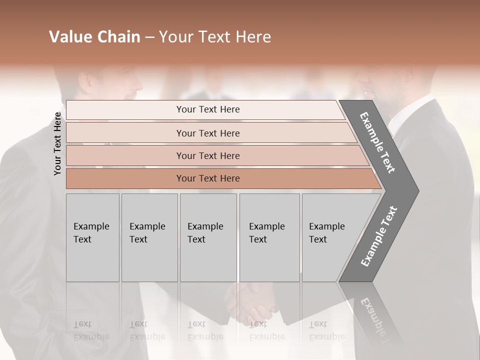 Two Men Shaking Hands In Front Of A Group Of People PowerPoint Template