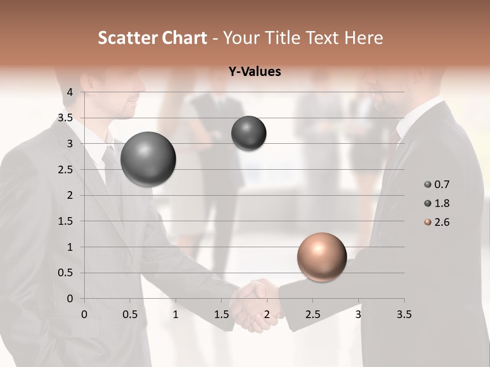 Two Men Shaking Hands In Front Of A Group Of People PowerPoint Template