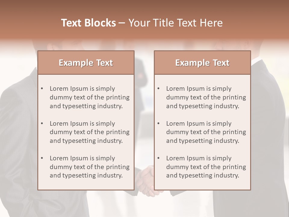 Two Men Shaking Hands In Front Of A Group Of People PowerPoint Template