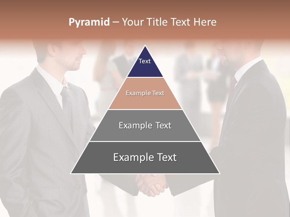 Two Men Shaking Hands In Front Of A Group Of People PowerPoint Template