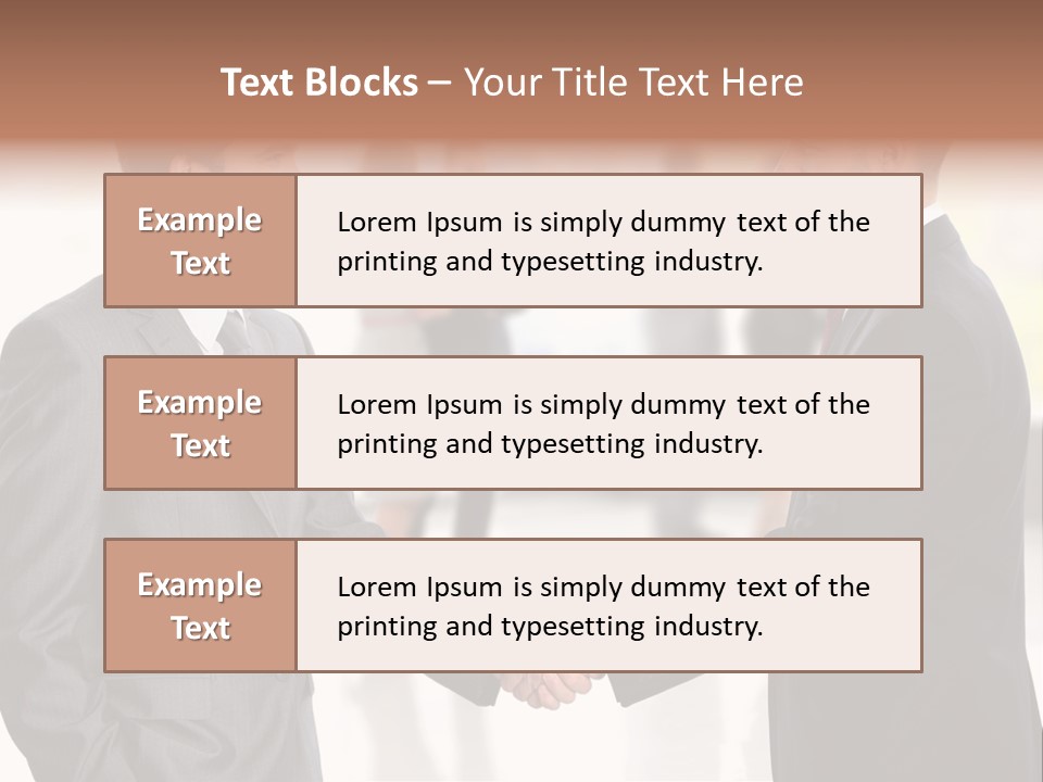 Two Men Shaking Hands In Front Of A Group Of People PowerPoint Template
