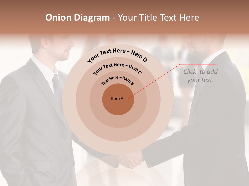 Two Men Shaking Hands In Front Of A Group Of People PowerPoint Template