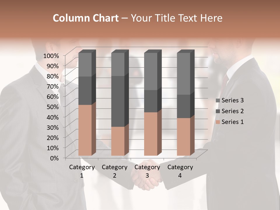 Two Men Shaking Hands In Front Of A Group Of People PowerPoint Template