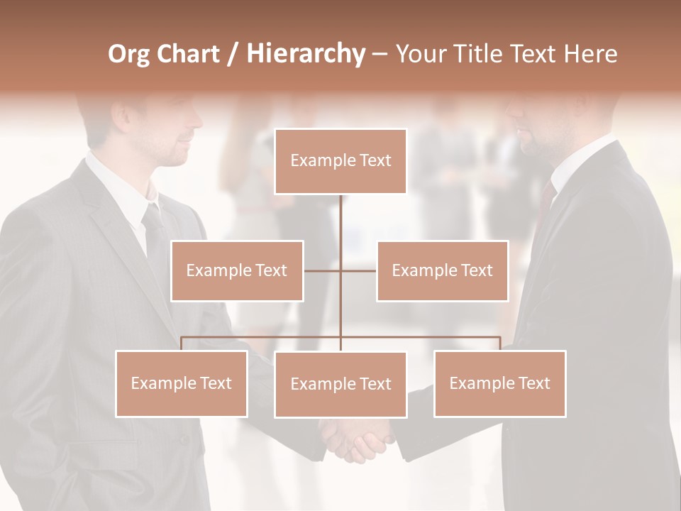 Two Men Shaking Hands In Front Of A Group Of People PowerPoint Template