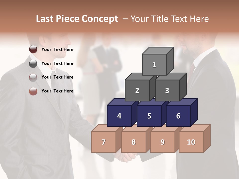 Two Men Shaking Hands In Front Of A Group Of People PowerPoint Template