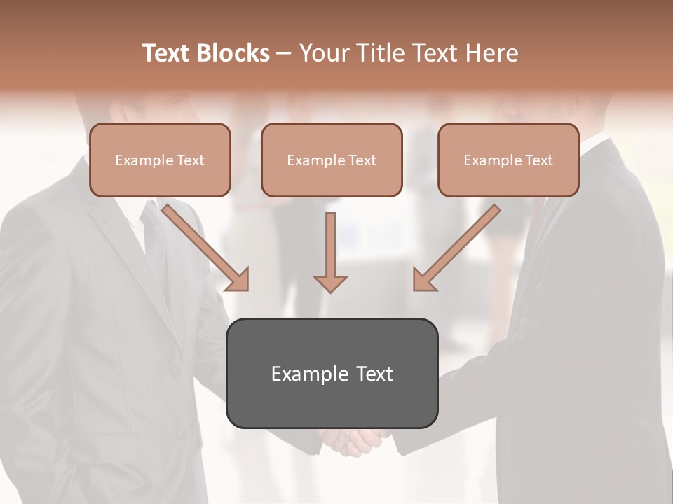 Two Men Shaking Hands In Front Of A Group Of People PowerPoint Template