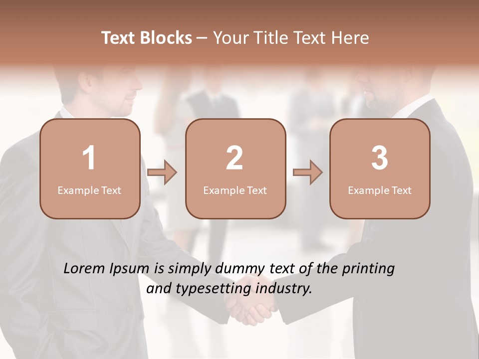 Two Men Shaking Hands In Front Of A Group Of People PowerPoint Template