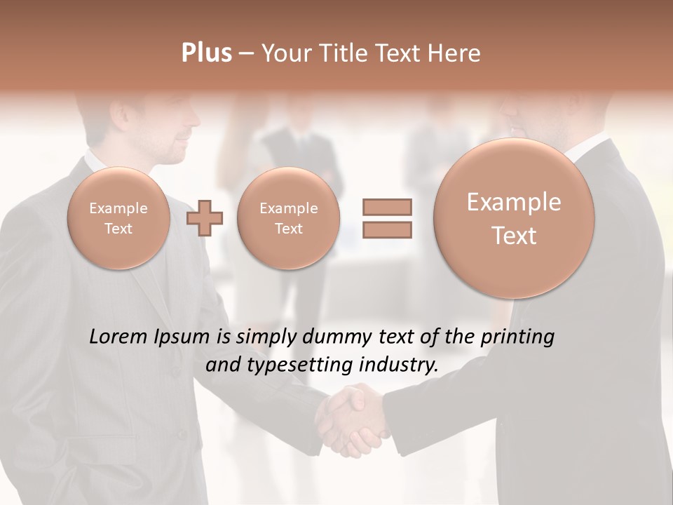 Two Men Shaking Hands In Front Of A Group Of People PowerPoint Template