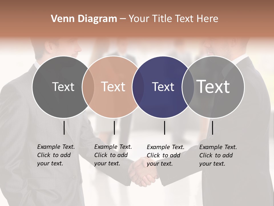 Two Men Shaking Hands In Front Of A Group Of People PowerPoint Template