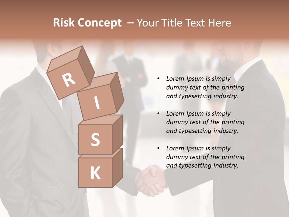 Two Men Shaking Hands In Front Of A Group Of People PowerPoint Template