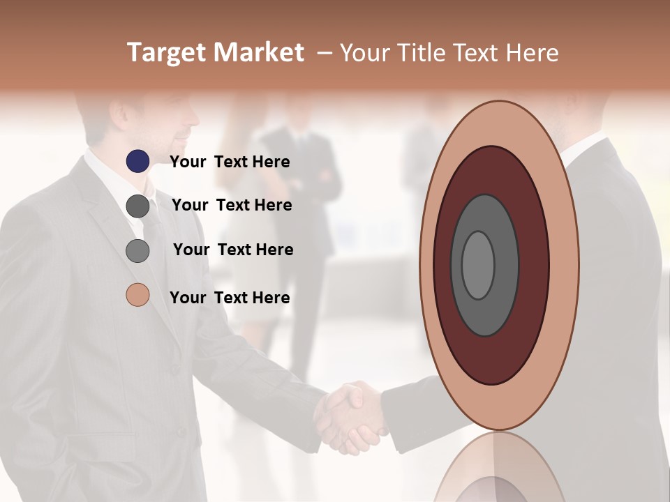 Two Men Shaking Hands In Front Of A Group Of People PowerPoint Template