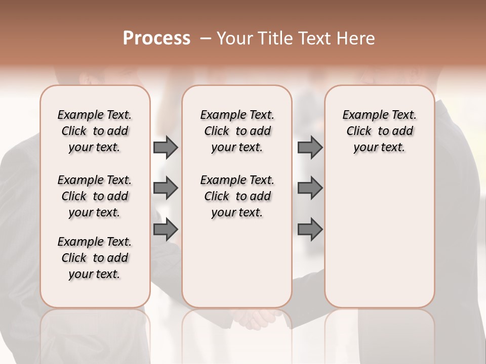 Two Men Shaking Hands In Front Of A Group Of People PowerPoint Template