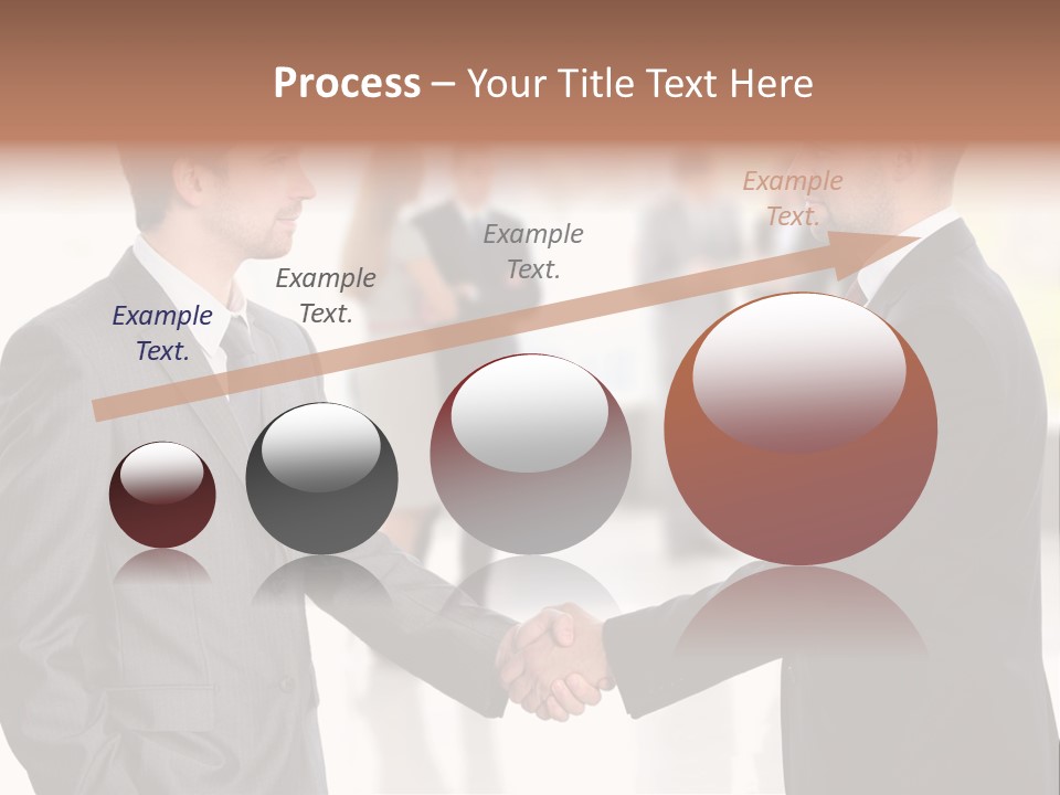 Two Men Shaking Hands In Front Of A Group Of People PowerPoint Template