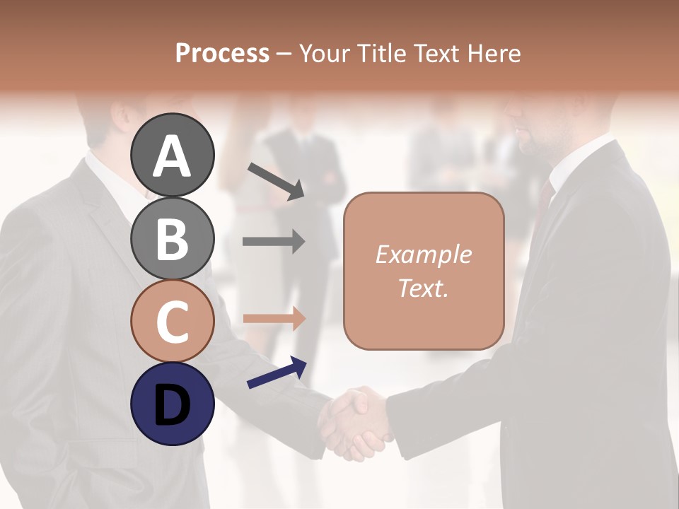 Two Men Shaking Hands In Front Of A Group Of People PowerPoint Template
