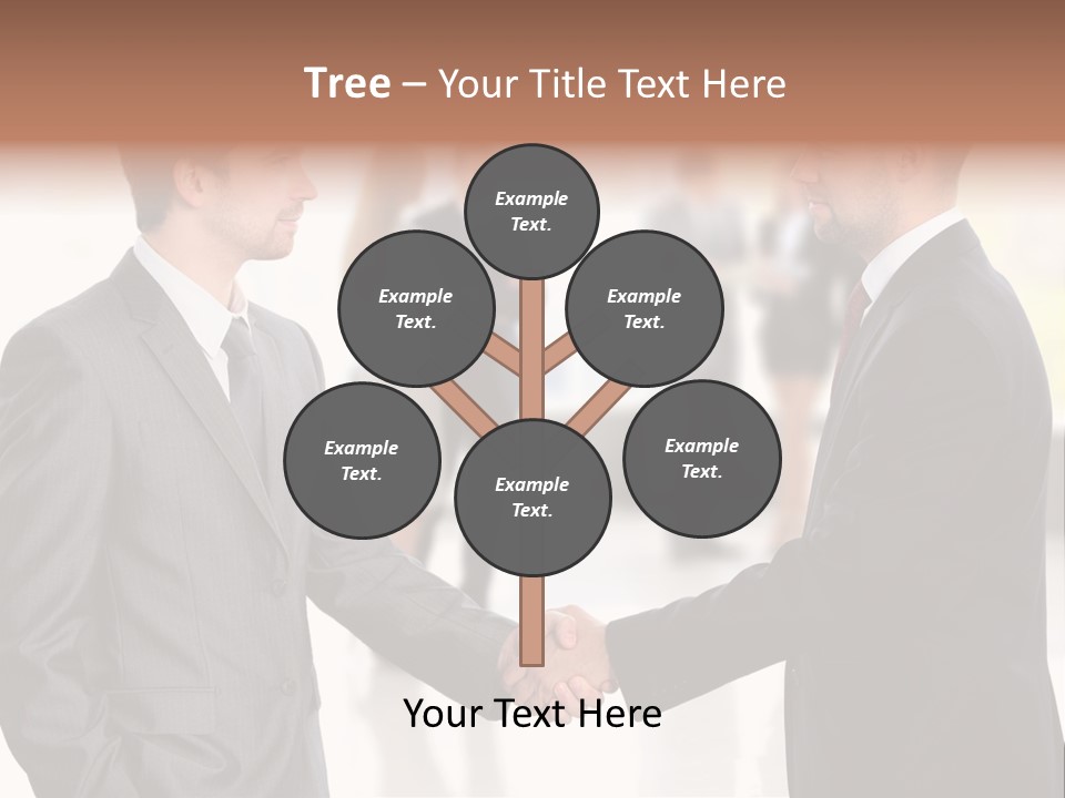 Two Men Shaking Hands In Front Of A Group Of People PowerPoint Template