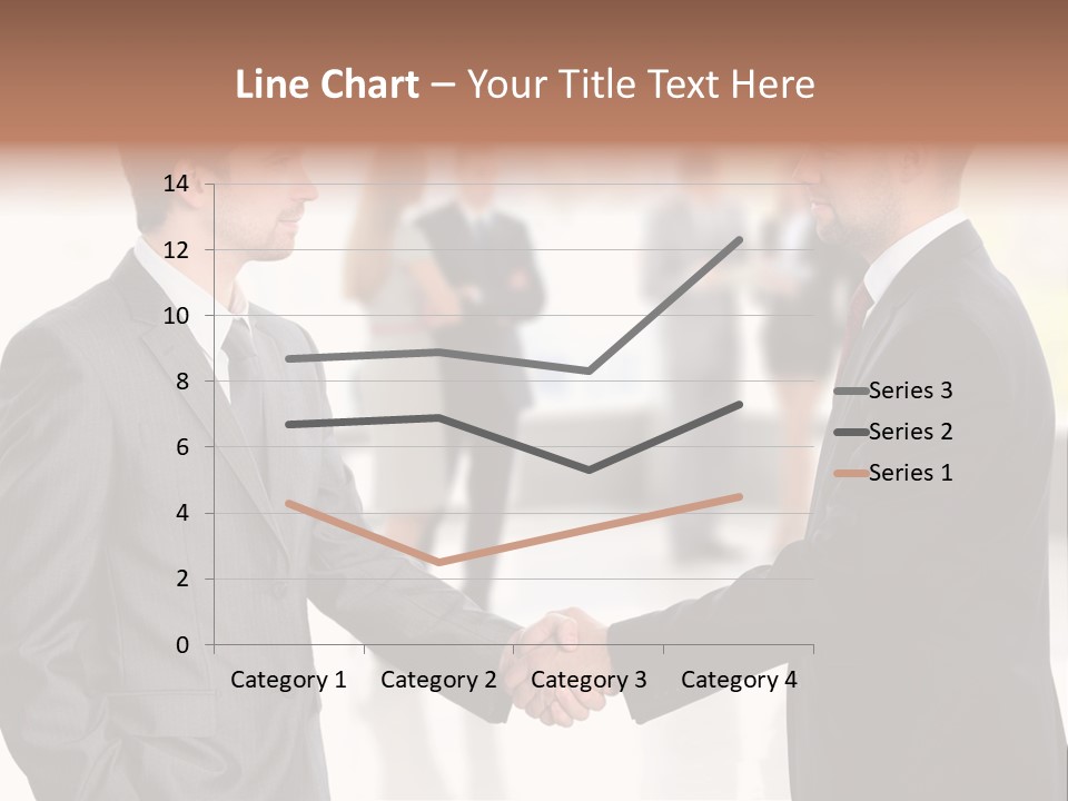 Two Men Shaking Hands In Front Of A Group Of People PowerPoint Template