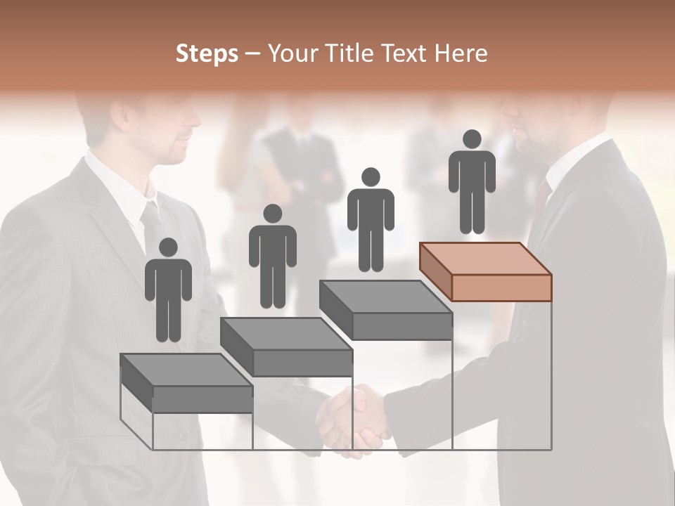 Two Men Shaking Hands In Front Of A Group Of People PowerPoint Template