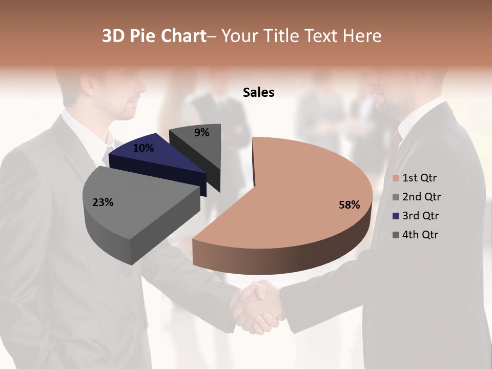 Two Men Shaking Hands In Front Of A Group Of People PowerPoint Template