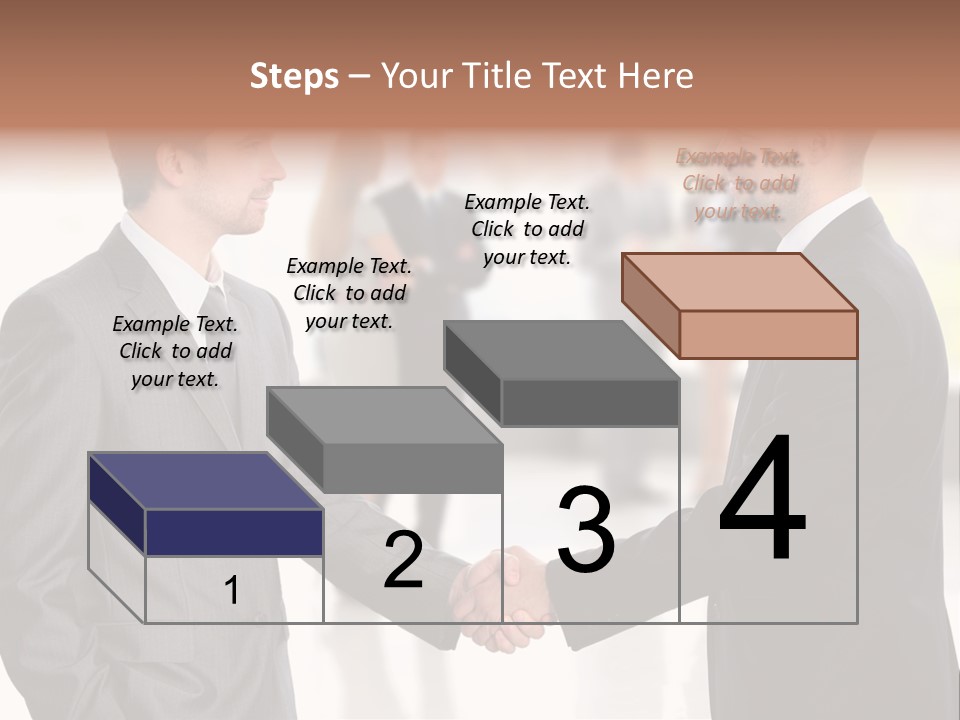 Two Men Shaking Hands In Front Of A Group Of People PowerPoint Template
