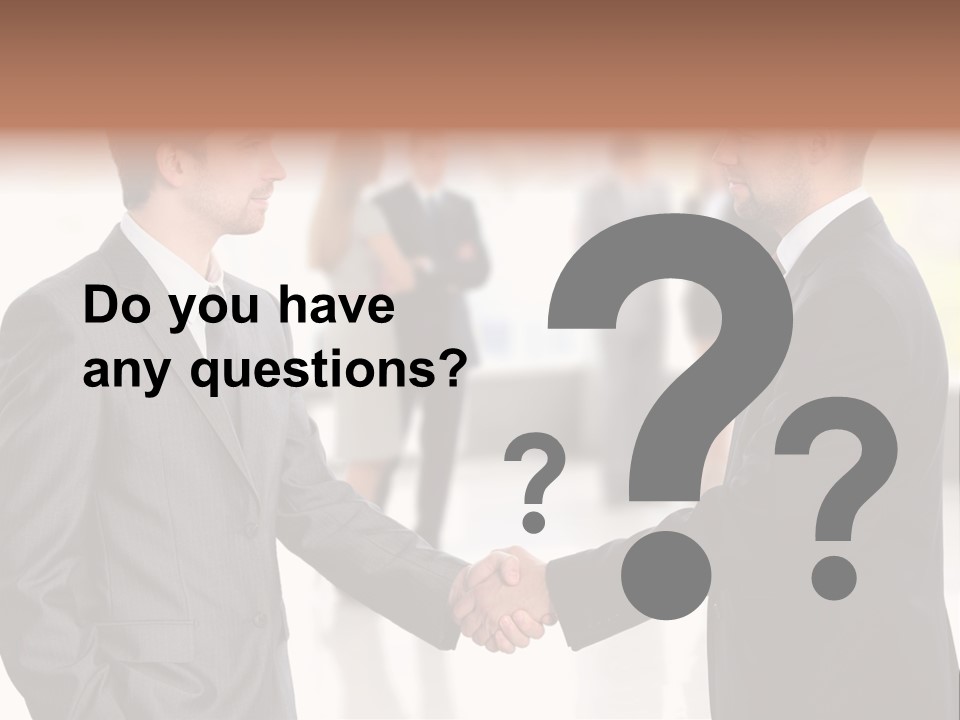 Two Men Shaking Hands In Front Of A Group Of People PowerPoint Template