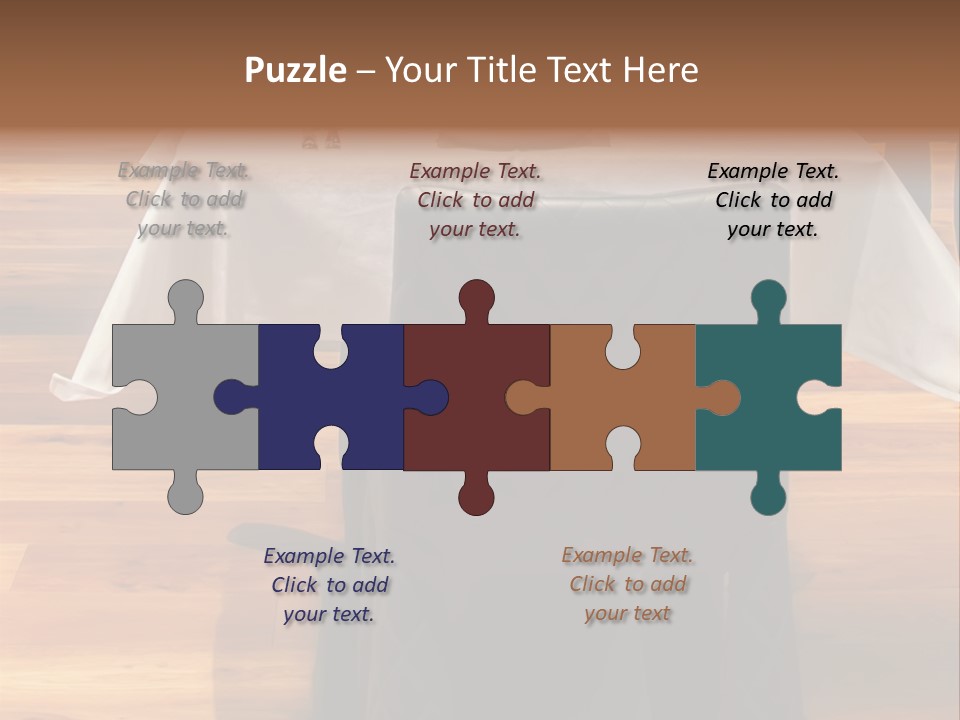 A Table With A White Table Cloth And Black Chairs PowerPoint Template