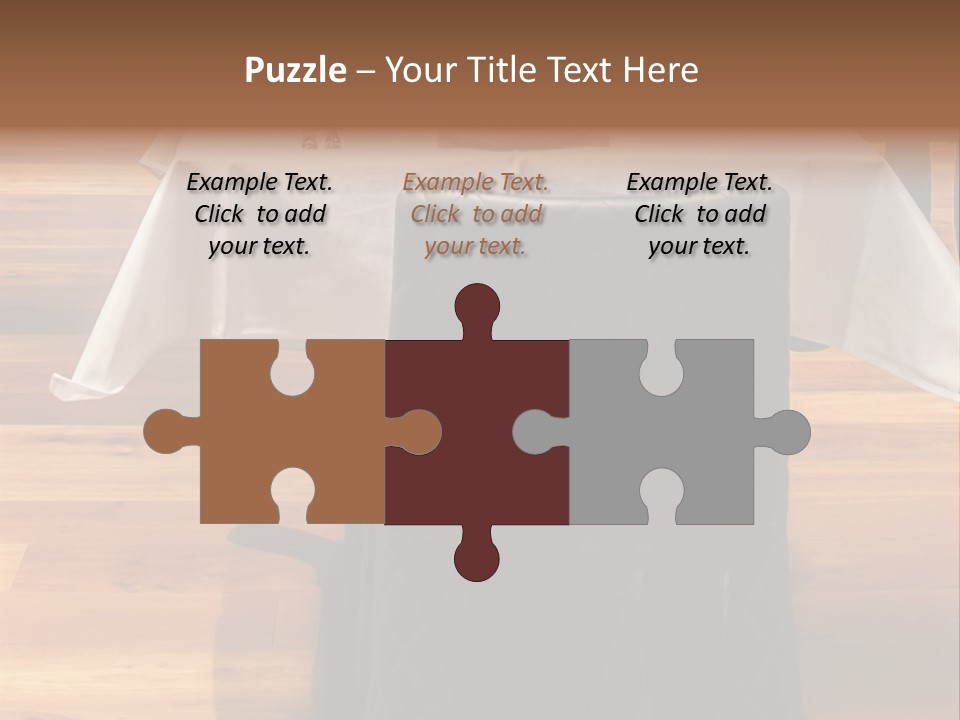 A Table With A White Table Cloth And Black Chairs PowerPoint Template