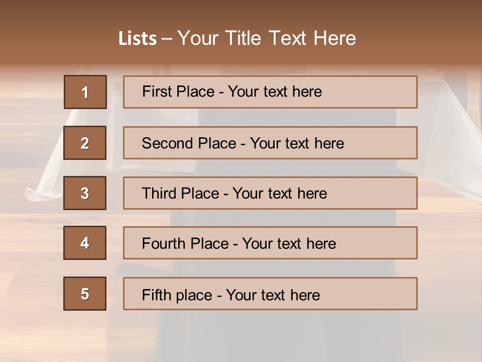 A Table With A White Table Cloth And Black Chairs PowerPoint Template