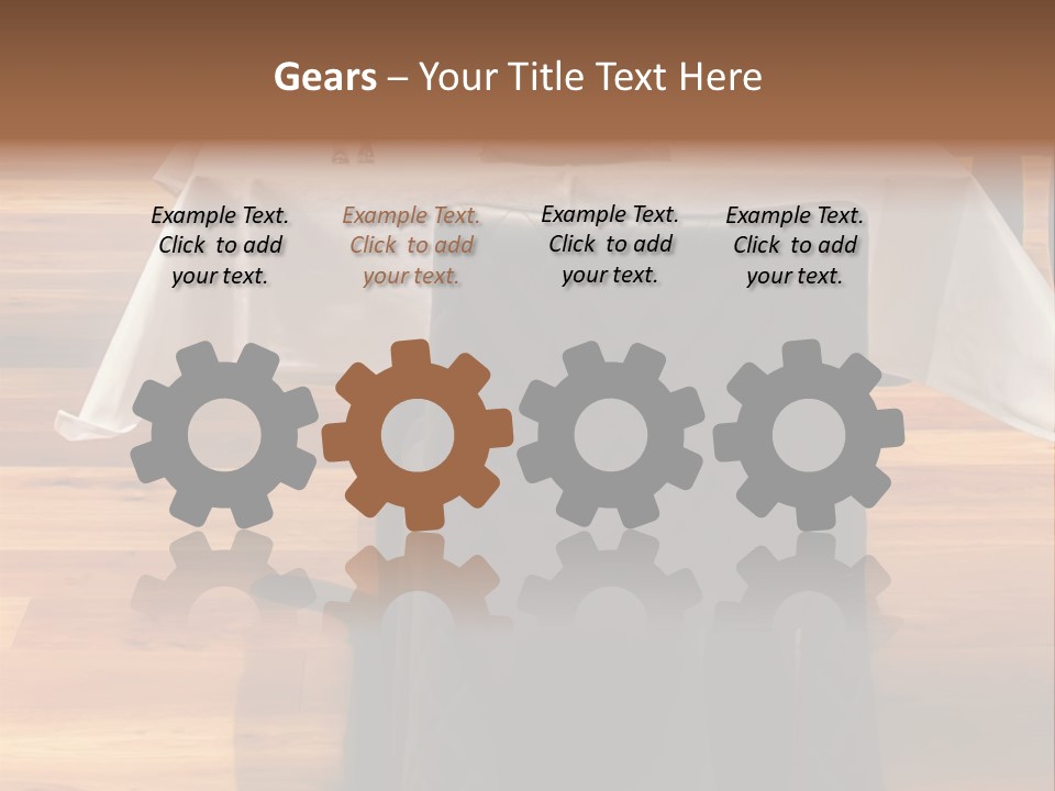 A Table With A White Table Cloth And Black Chairs PowerPoint Template