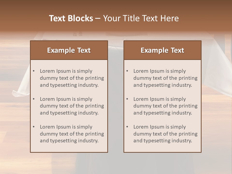 A Table With A White Table Cloth And Black Chairs PowerPoint Template