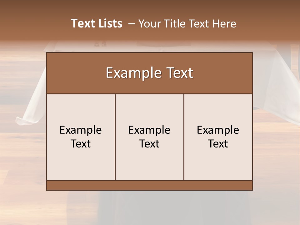 A Table With A White Table Cloth And Black Chairs PowerPoint Template