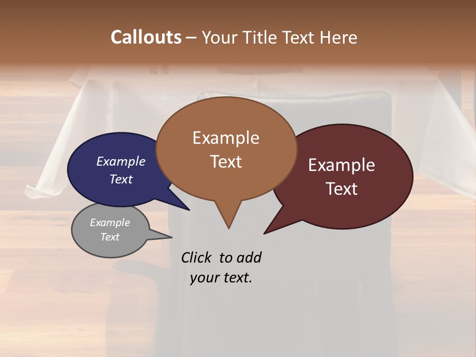 A Table With A White Table Cloth And Black Chairs PowerPoint Template