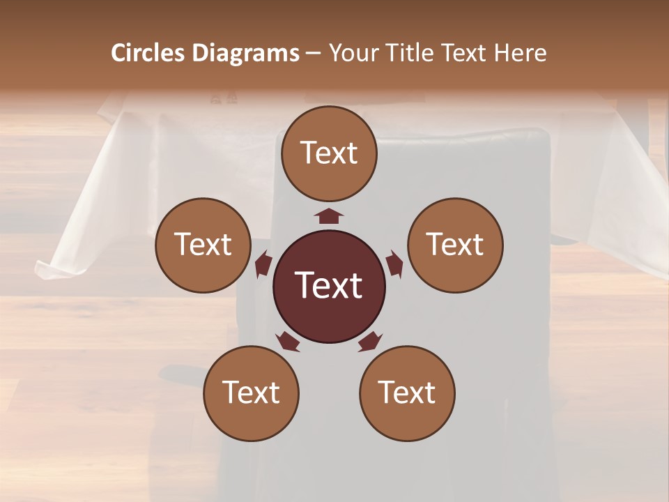 A Table With A White Table Cloth And Black Chairs PowerPoint Template