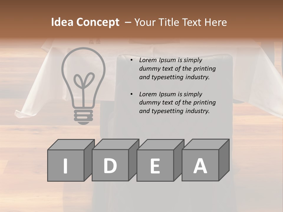 A Table With A White Table Cloth And Black Chairs PowerPoint Template