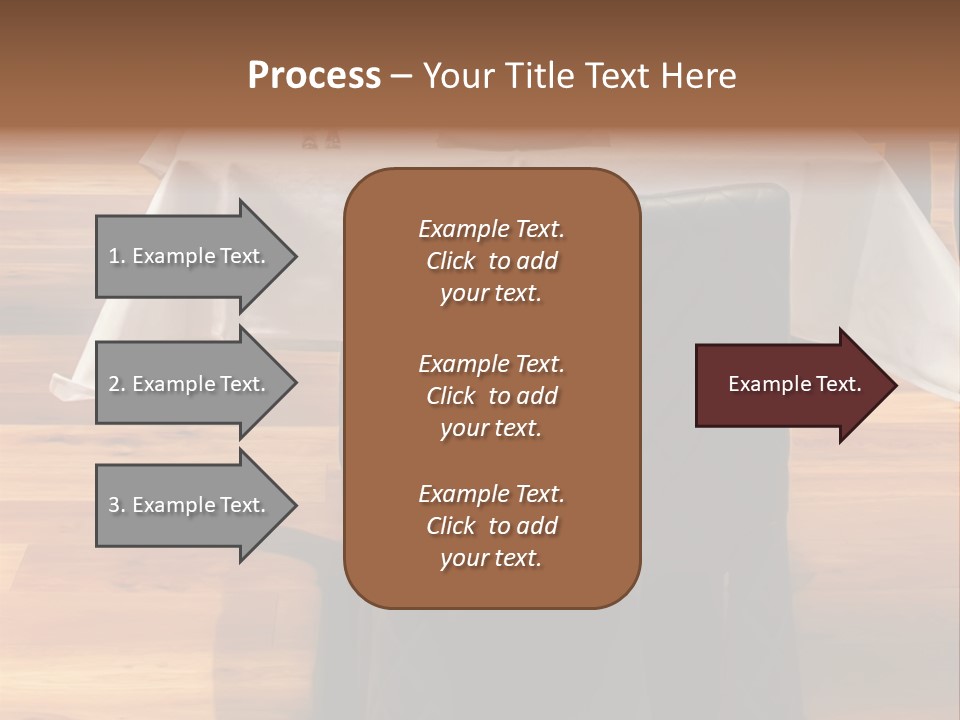 A Table With A White Table Cloth And Black Chairs PowerPoint Template