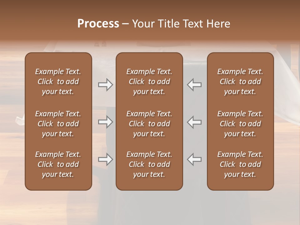 A Table With A White Table Cloth And Black Chairs PowerPoint Template