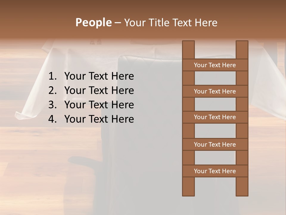 A Table With A White Table Cloth And Black Chairs PowerPoint Template