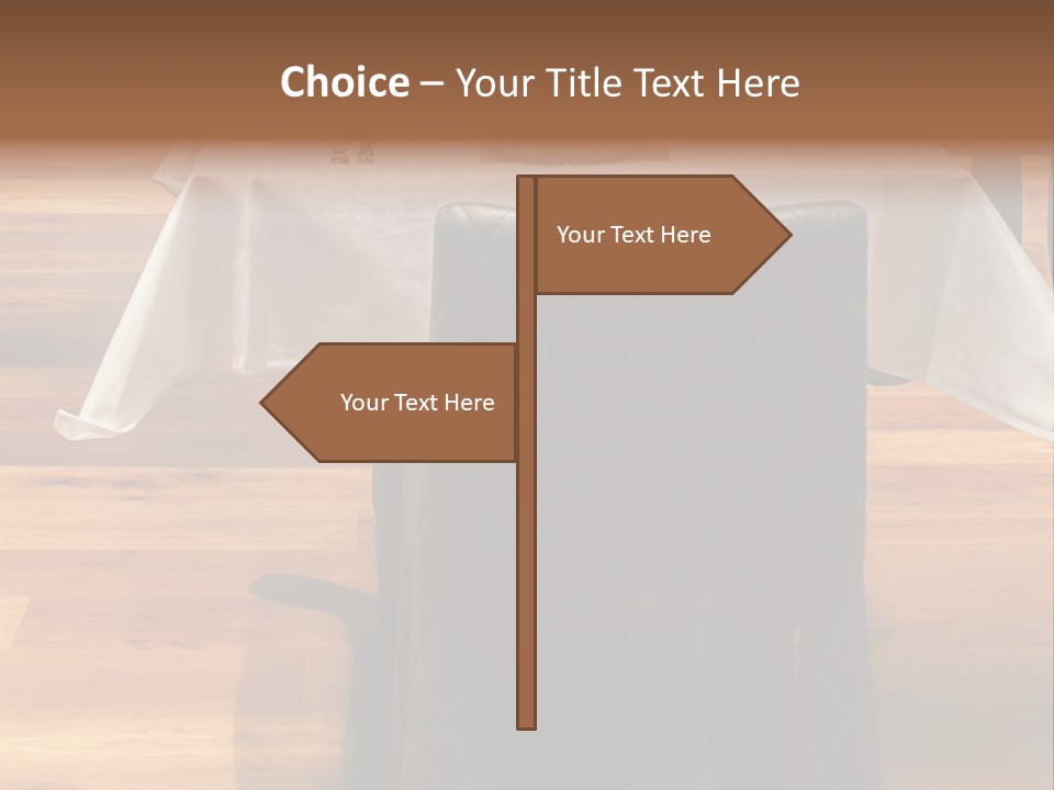 A Table With A White Table Cloth And Black Chairs PowerPoint Template