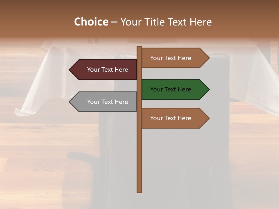 A Table With A White Table Cloth And Black Chairs PowerPoint Template