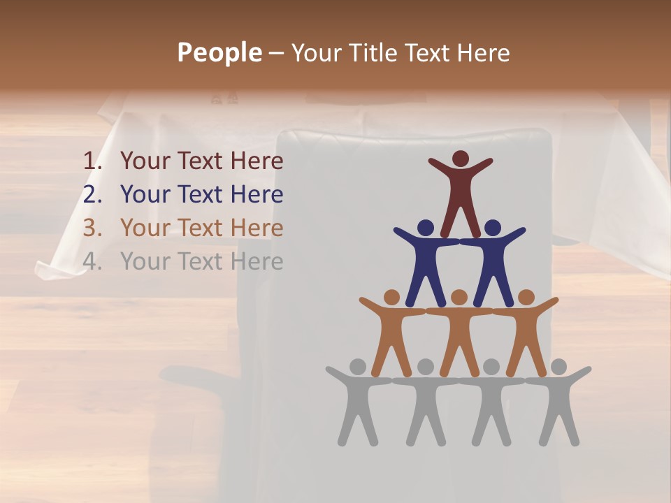 A Table With A White Table Cloth And Black Chairs PowerPoint Template