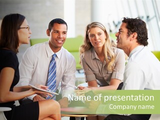 Horizontal Discussion Women PowerPoint Template