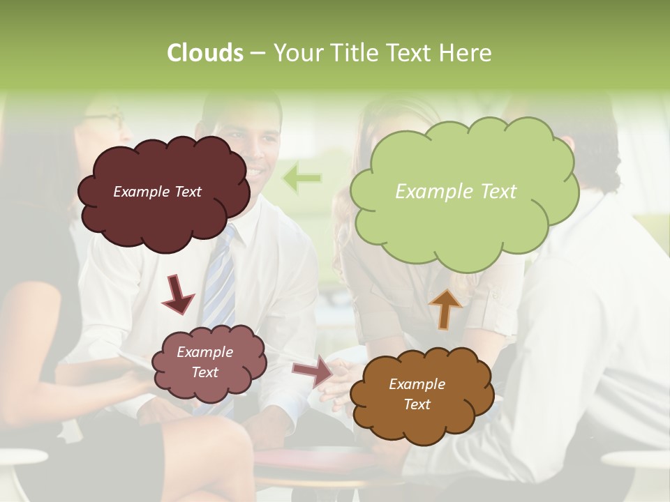 Horizontal Discussion Women PowerPoint Template