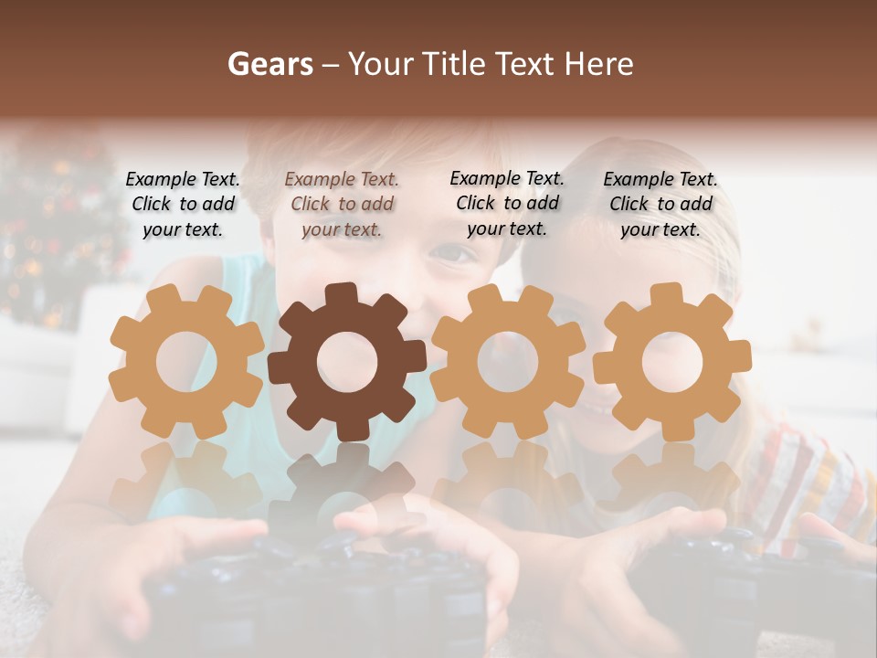 Sister Christmas Tree Household PowerPoint Template