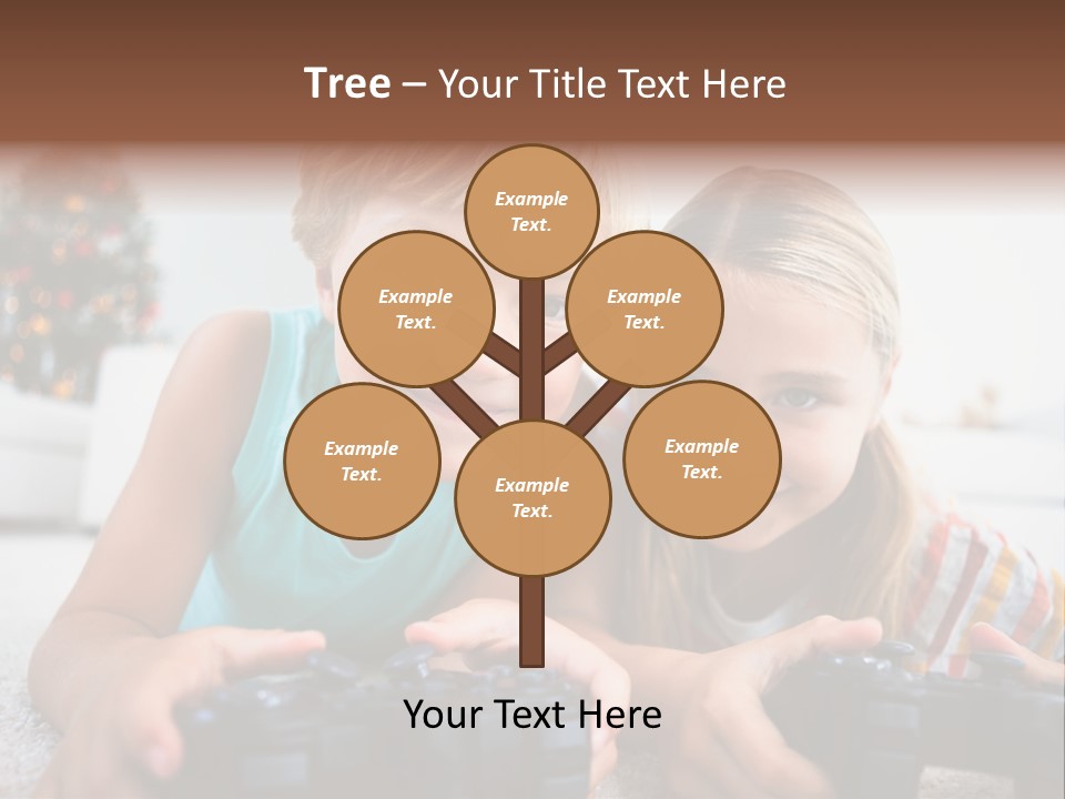 Sister Christmas Tree Household PowerPoint Template